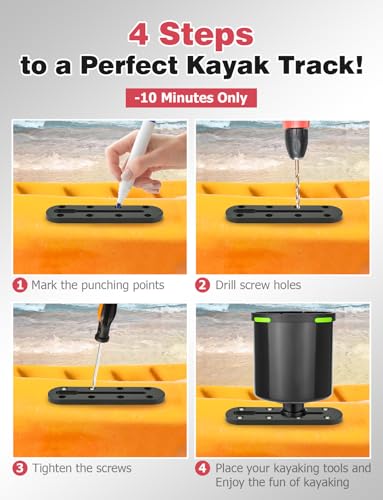 Mellbree Kayak Track, 7Inch Kayak Rail Mount Kayak Low Profile Track for Fishing Rod Holder, Fish Finder, Cup Holder, Anchor Cleats 2Pack - size: 7 inch - 2pcs