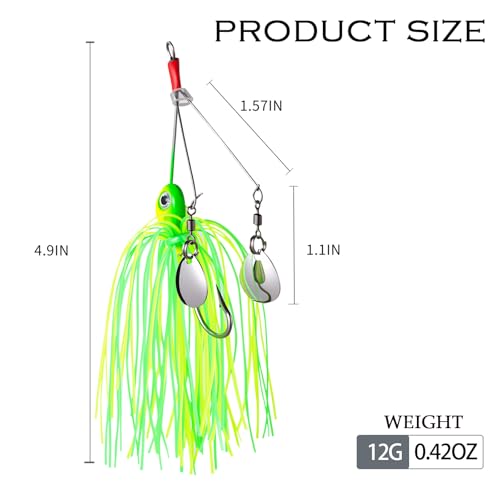 Tripquips Bass Spinner Baits, Spinnerbait Fishing Lures Hard Metal Swimbait for Bass Pike Trout Salmon 5Pcs - color: 5Pcs-0.42oz