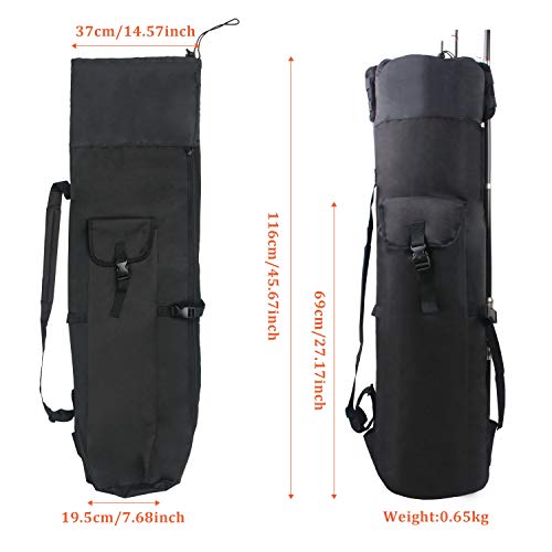 Fishing Pole Rod Holder Bags, Fishing Organizer Case Carrier Reel Pole Storage Bags Waterproof Fishing Gear Organizer Travel Carry Bags - color: Black