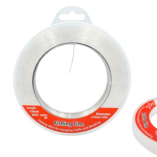 Nylon Fishing Line, 0.45mm 985ft,Strong Clear Invisible Hanging Wire for Crafts Beading, Decorative Pictures, Stringing Lights - size: 0.45mm-.018inch-985ft