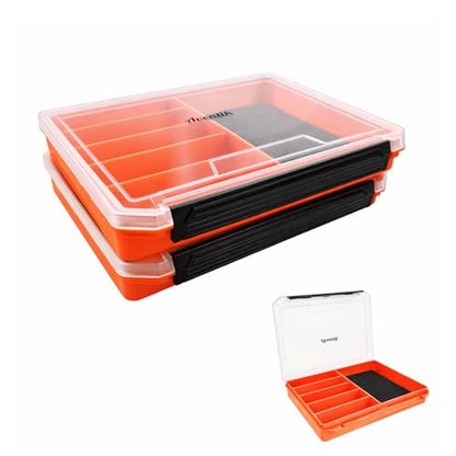 Aventik Fishing Tackle Box Slit Foam Case Jig Box Head Hooks Spinners Spoons Storage Tackle Tray (Orange-3502lure box) - style: Orange-3502lure box(2)