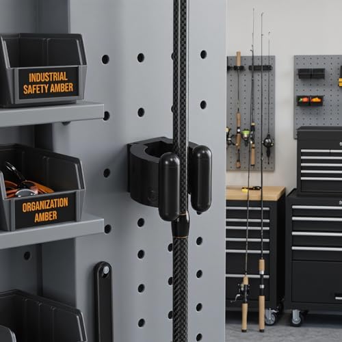 10Pcs Fishing Rod Holder Clips with Screws Wall Mount Fishing Rod Rack Clip for Storage Pool Cue Holder Clamps for Cue Storage Space Saving Display for Home or Retail