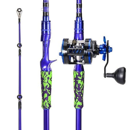 Sougayilang Inshore Saltwater Fishing Rods Combo, 7-Foot Spinning Rods and Casting Rods with Spinning/Trolling Reel - style: 7'0"casting Rod With Right Handed Reel