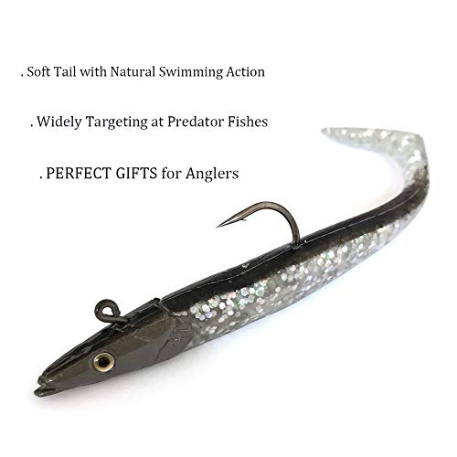 Jig Head Soft Plastic Fishing Lures with Hook Sinking Swimbaits for Saltwater and Freshwater (Pack of 10)
