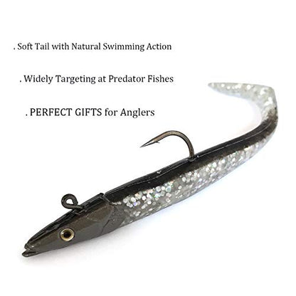 Jig Head Soft Plastic Fishing Lures with Hook Sinking Swimbaits for Saltwater and Freshwater (Pack of 10)