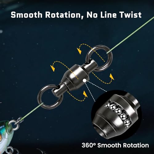 FishTrip 30/50 Pack Ball Bearing Fishing Swivels, High Strength Stainless Steel Swivels Fishing Tackle Solid Welded Rings Barrel Swivels Fishing Connectors for Saltwater Freshwater Size 0#-10# - size: 2#_55LB_30PCS
