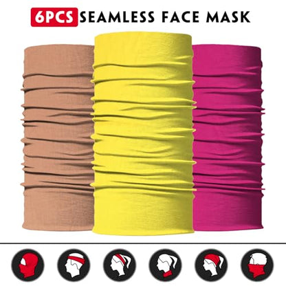 Venswell Neck Gaiter Face Mask Men Women,Seamless Bandana Rave Face Cover Scarf Mask,Balaclava,Headband, Head Wrap,Headwear - color: A-women Solid 1