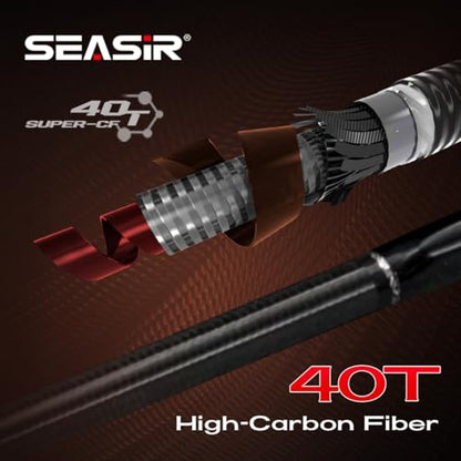 SEASIR Salminus Travel Fishing Rod, 4 Piece M/MH Biatcaster Rod | , XF Baitcasting Rod, Portable, 40T Carbon Fiber, Fuji O, EVA Grip, Saltwater Freshwater Bass Trout Big Fish - style: S1804m-xf