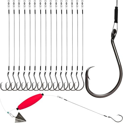 Dovesun 30PCS/20PCS Circle Hooks Fishing Pre-Rigged Catfish Rig for Saltwater Freshwater Catfish Hooks with Wire Leader 2/0 4/0 6/0 8/0 10/0 - color: F-10/0 Circle Hooks Kit-20PCS