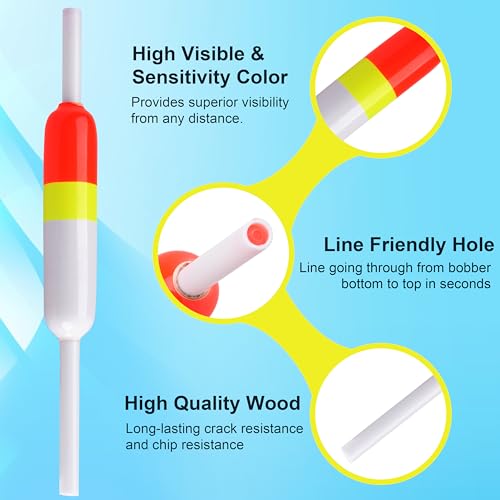 SILANON Slip Bobbers Fishing Floats and Bobbers Balsa Wood Slip Bobbers Floats Spring Bobbers for Crappie Catfish Trout Panfish Walleyes Fishing Bobbers 10pcs - color: 2.44in X 0.59in X 5in - 10pcs