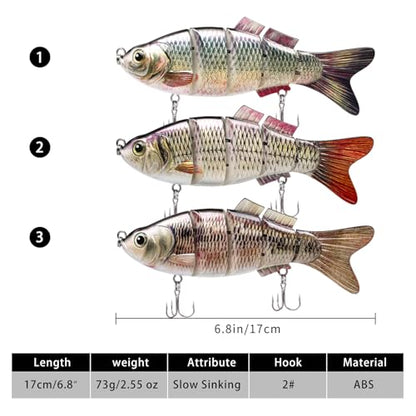TRUSCEND Swimmax Easy Catch Fishing Lures with BKK Hooks, Wiggling, Vibrating, Rattling and Gurgling for More Bite, Heavy-Duty Dyneema Fiber Jointed Swimbaits for Bass, Trout, Walleye, Crappie, Pike - color: D4-6.8"-2.55oz