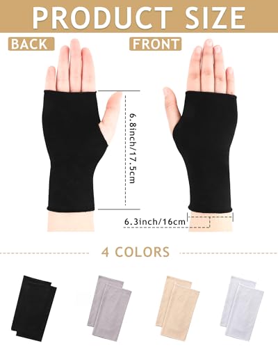 Bememo 4 Pack Sun Protection UV Gloves Driving Sun Gloves Cooling Fingerless Wrist Length Glove for Women Gel Manicure - color: Classic Color