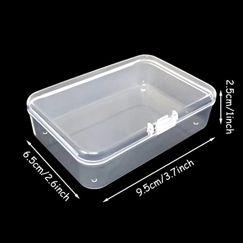yueton 4pcs Clear White Rectangle Mini Storage Containers Box for Business Card,Accessories,Crafts,Screws,Drills,Battery