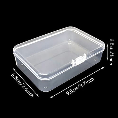 yueton 4pcs Clear White Rectangle Mini Storage Containers Box for Business Card,Accessories,Crafts,Screws,Drills,Battery