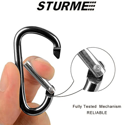 STURME 2" Aluminum D Ring Carabiners Clip D Shape Spring Loaded Gate Small Keychain Carabiner Clip Set Outdoor Camping Mini Lock Snap Hooks Spring Link Key Chain Durable Improved 24 PCS - color: Black