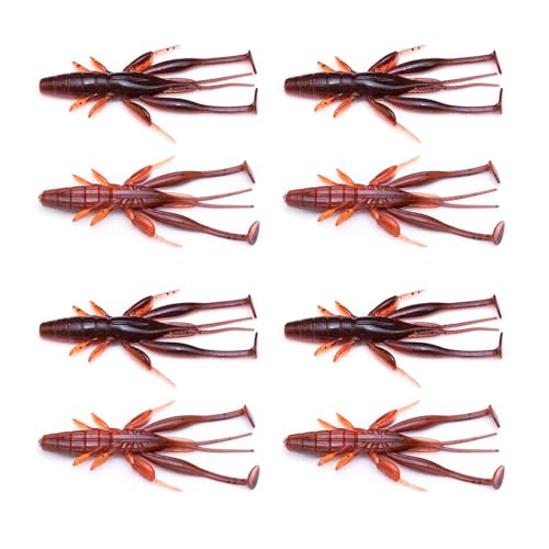 8pcs Soft Crawfish Baits Artificial Baits Floating Shrimp Lobster Baits Crayfishs Lure Swimbait Elastic Simulation Baits - color: dark brown 5