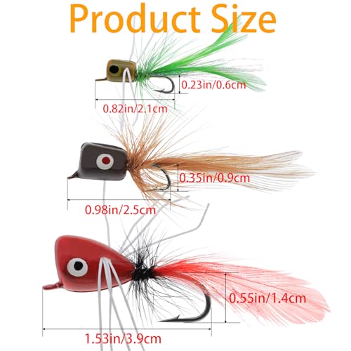 Fly Fishing Poppers Fly Fishing Dry Flies Topwater Fishing Lures Bass Popper Flies Bugs Lures Panfish Bait Fly Trout Bobber Flies Kit for Bass Trout Panfish Bluegill Salmon - color: A:15pcs Fly Fishing Poppers