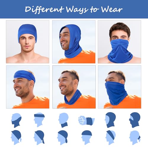Geyoga Summer UV Protection Cooling Neck Gaiter | Sunscreen Breathable Face Scarf Bandana Mask Neck Gaiter for Outdoor Fishing Hiking Camping - color: Blue