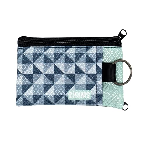 Chums Surfshorts Wallet - Patterns Collection, Lightweight Slim Wallet with RFID Blocking Card & Clear ID Window - Zippered Minimalist Wallet w/Key Ring (Geo) - color: Geo