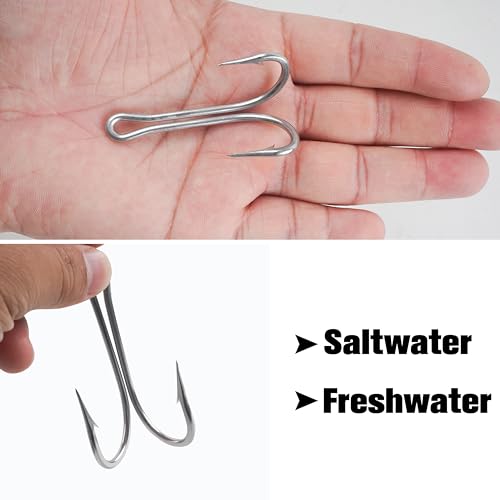 Classic Double Fishing Hooks Frog Hooks Fishing Double Hooks, 8pcs Stainless Steel Fishing Hooks with Strong Sharp Open Shank Barbed for Saltwater and Freshwater - size: 8/0-8pcs