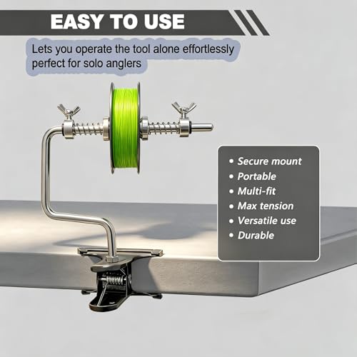 Fishing Line Spooler, Reel Winder Spooling Station for Spinning & Baitcasting Reels, Adjustable Anti-Twist & Snarl-preventing Design, Fits Multiple Line Spool Sizes