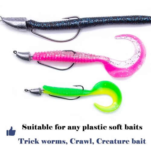 FishTrip Bullet Jig Head Weighted Hooks,10pcs Texas Rigs EWG Hooks for Bass Fishing Saltwater 1/16 1/8 1/4 1/2 oz - size: 1/2 oz (10-Pack)