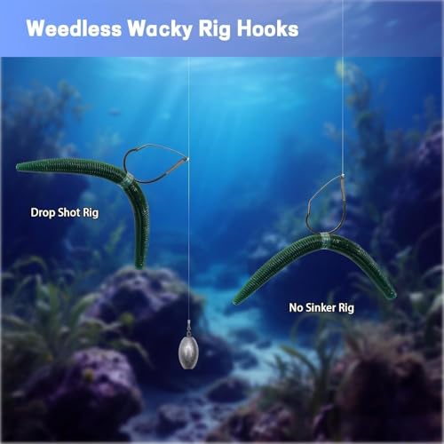 Small Weedless Wacky Rig Hooks - Fish Circle Hook for Wacky Worm & Neko Rig Fishing - 25 Pack Saltwater & Freshwater Bass Hooks - size: 1#_25pcs