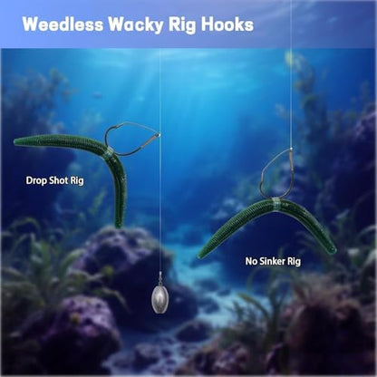 Small Weedless Wacky Rig Hooks - Fish Circle Hook for Wacky Worm & Neko Rig Fishing - 25 Pack Saltwater & Freshwater Bass Hooks - size: 4#_25pcs