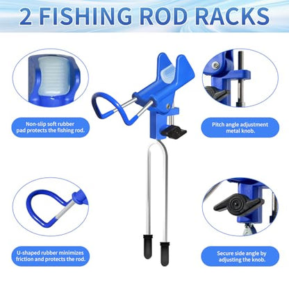 2PCS Fishing Rod Holders, Fishing Pole Holders for Ground 360 Adjustable Stable, Durable, Universal Fit All Fishing Rods, Portable, Suitable for Shore Beach Bank Fishes Ground for Men