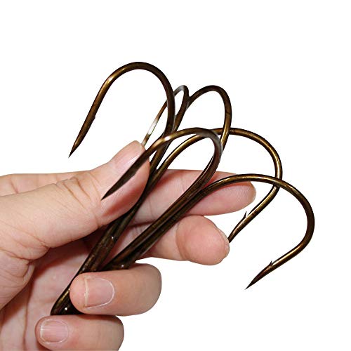 Classic Treble Hooks Standard Strength Fishing Hook Large Super Sharp Triple Barbed Fish Hook Bronze Size 12/0 - size: 10/0-5pcs-Silver