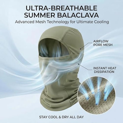 Balaclava Face Mask Sun UV Protection, Summer Cooling Breathable Full Face Mask for Motorcycle Skiing Cycling Fishing - color: Army Green