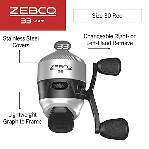 Zebco 33 Cork Reel and Fishing Rod Combo, Graphite Rod with Cork Handle, QuickSet Anti-Reverse Fishing Reel with Bite Alert - style: 6 Foot - Spincast