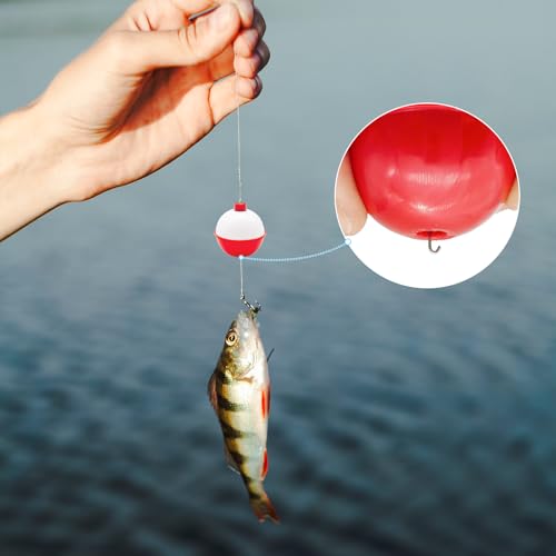 50 PCS Large Fishing Float,1.5inch Hard ABS Fishing Bobber,Red and White Bobbers,Push Button Round Buoy Floats for Tackle Accessories