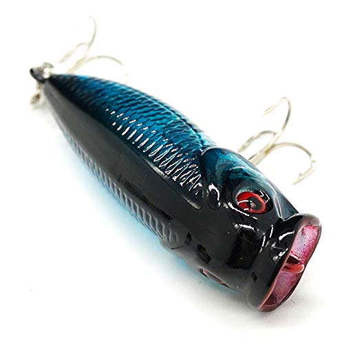 Seasky Fishing Plug Lures Micro Popper Topwater Trout Attack in Freshwater - color: Blue black