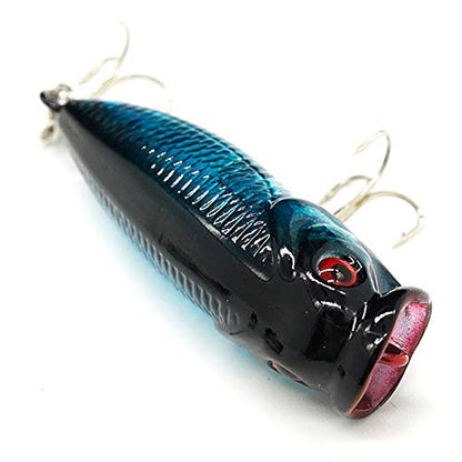 Seasky Fishing Plug Lures Micro Popper Topwater Trout Attack in Freshwater - color: Blue black