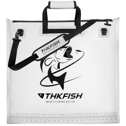 THKFISH Fish Tournament Weigh in Bag for Bass Fishing with Leakproof Zipper | Heavy Duty Live Fish Bags for Caught Fish with Waterproof Zipper and Mesh Liner,Puncture Resistant - color: White-25×23in