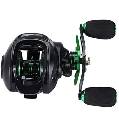 Sougayilang Baitcasting Fishing Reel with 9 + 1 Anti-Reverse Ball Bearings, 8.1:1 High-Speed Gear Ratio Casting Reel - color: Green- Right Handed