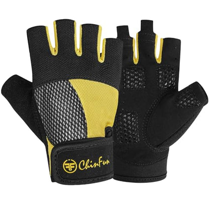 ChinFun Kayaking Gloves 3/4 Finger - Provide Cushioning and Protection, with Resistant Palm and Grip, Easy to Take on and Off, Perfect for Diving, Sailing, Kayaking - Men, Women, Youth - color: Yellow, size: Large