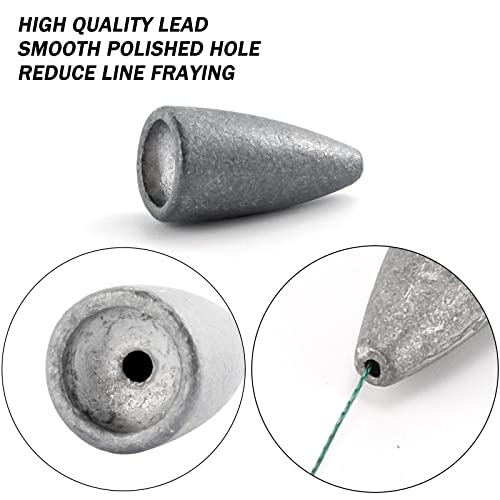Dr.Fish 50 Pack Bullet Fishing Sinkers Worm Weights Lead Fishing Weights Bass Fishing Sinker Freshwater Texas Carolina Rig Punch Shot - size: 1/16oz-50 Pack