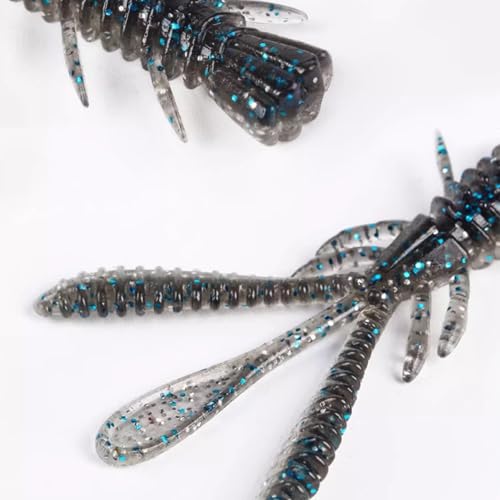 20PCS Fishing Crawfishes Lure Soft Shrimp Baits Lure Artificial Lure Swimbait Soft Lures for Freshwaters Saltwater - color: Bright blue 5cm