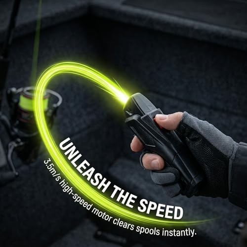 Electric Fishing Line Stripper (3.5m/s) – Battery Powered Portable Line Removal Tool for Spinning, Casting & Trolling Reels – Fast Wire Stripping & Spooling Aid for Anglers