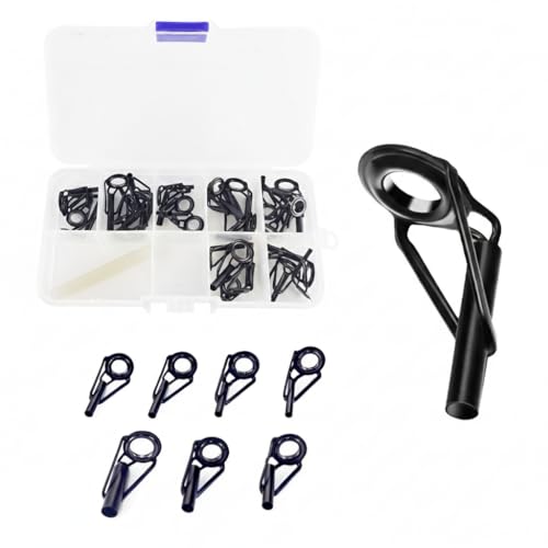 Aventik Fishing Rod Tip Repair Kit 26/30/35Pcs Stainless Rod Tip Guide Replacement Kit Multiple Sizes Fishing Rod Tip Eyelet Repair Kit Fishing Pole Repair Kit - style: Large Size-35pcs