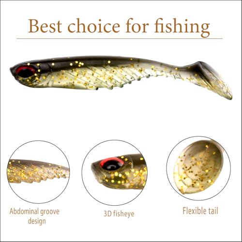 50pcs Paddle Tail Swim Baits Ripple Shad Fishing Soft Bait Power Bait Fishing Soft Plastic Lures for Saltwater Freshwater Fishing