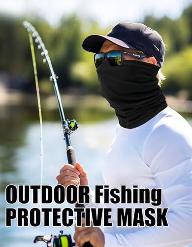 JHYWELL Cooling Neck Gaiter Face Mask, UV Protection Masks Gator, Windproof Bandana for Skiing, Fishing, Hiking, Cycling - color: Black Pack