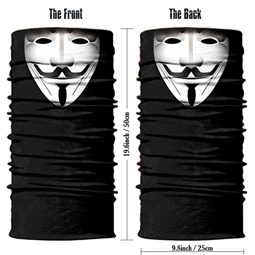 Obacle Bandana Face Mask Neck Gaiter Tube Mask Men Women for Sun Dust Protection - color: Men Black White Face Smile