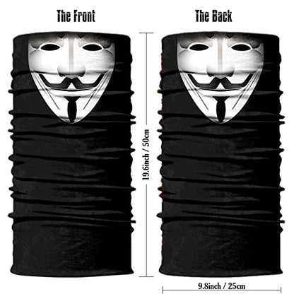 Obacle Bandana Face Mask Neck Gaiter Tube Mask Men Women for Sun Dust Protection - color: Men Black White Face Smile