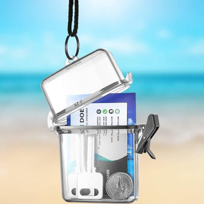 Outus 3 Pcs Waterproof ID Badge Holder Case with Waterproof Buckle 4.72 x 2.95 x 1.57 Inches Floating Sport Case Locker with Adjustable Hanging Rope Plastic Card Dry Box(Clear, Classic) - color: Clear, size: 4.72 x 2.95 x 1.57 Inch, style: Classic