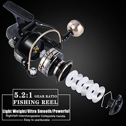 Sougayilang Fishing Pole with Spinning Reel Portable Fishing Rod Reel Combos - size: 2.4M Rod with 3000 Reel, style: Full Kits With Bag