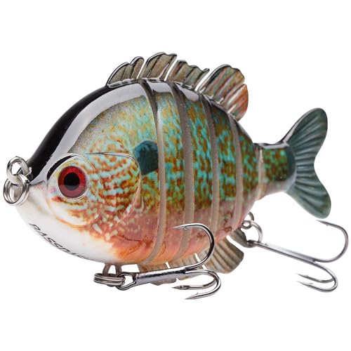BASSDASH SwimPanfish Multi Jointed Panfish Bluegill Swimbaits Hard Topwater Bass Lures Fishing Lure Crank Saltwater 3.5in/0.85oz - color: LONGEAR