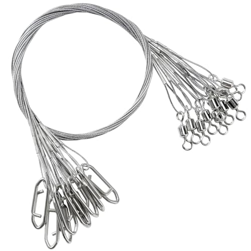 AMYSPORTS High Strength Fishing Leaders Steel Heavy Duty Fishing Leader Wire Line Stainless Wire Leaders Saltwater White Nickel - size: #2 (7.8in-30lb) 40pcs